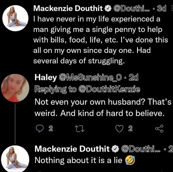mackenzie mckee tweets about her ex josh mckee not helping her financially