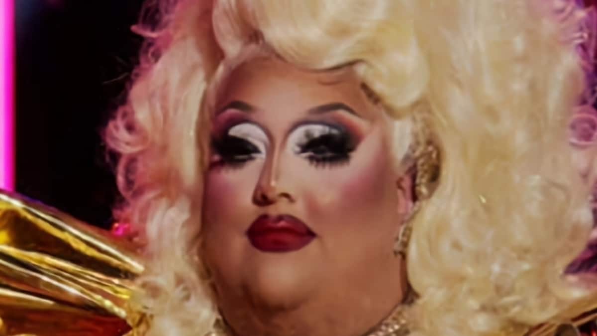 A close up screen grab of Mistress Isabelle Brooks from RuPaul's Drag Race.