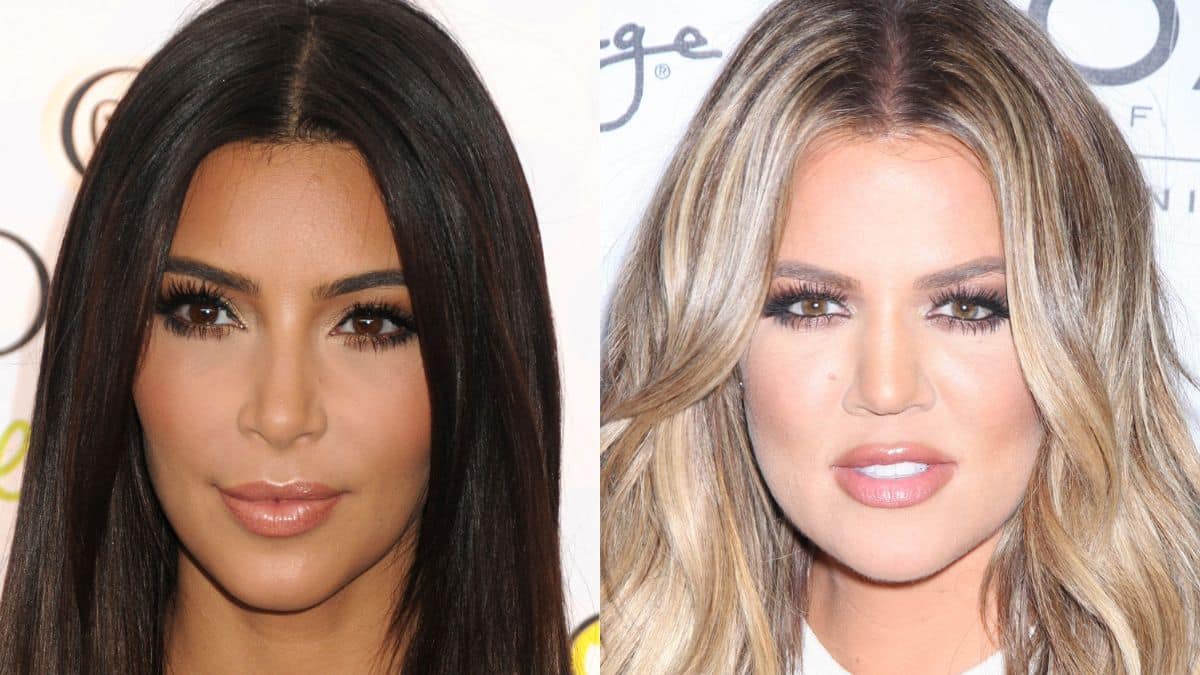 Kim and Khloe Kardashian close up