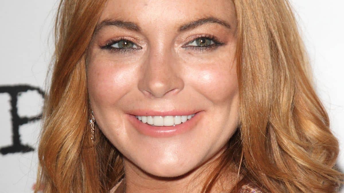 Lindsay Lohan poses at an event.