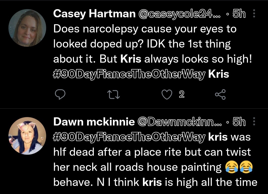 90 day fiance the other way viewers on twitter accuse kris foster of being high on camera