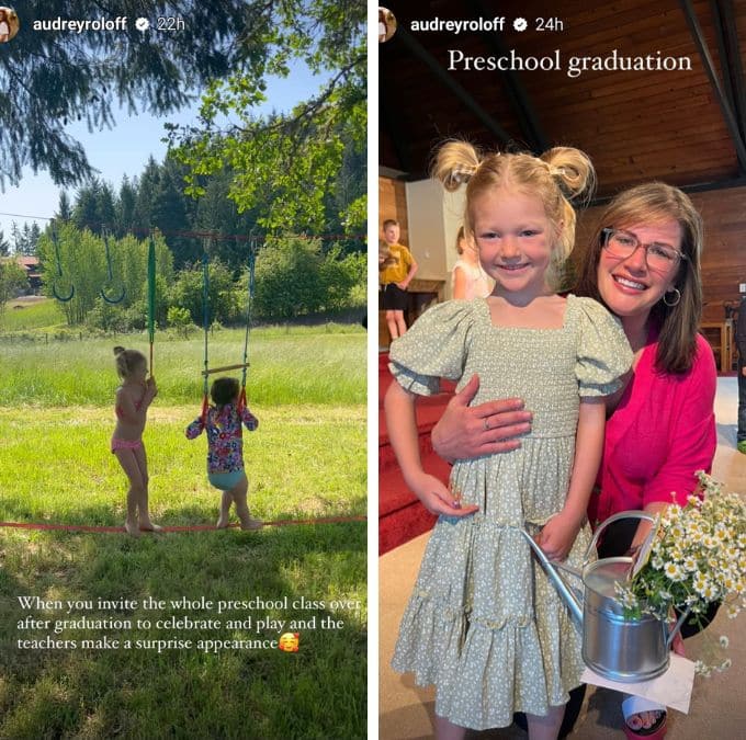 audrey roloff shares photos from daughter ember's pre-k graduation in her instagram story