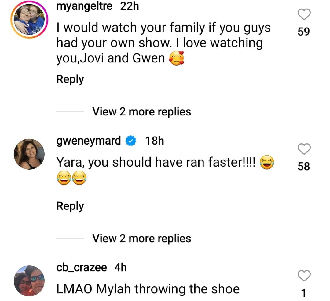 yara zaya's instagram followers commented on her video with gwen eymard