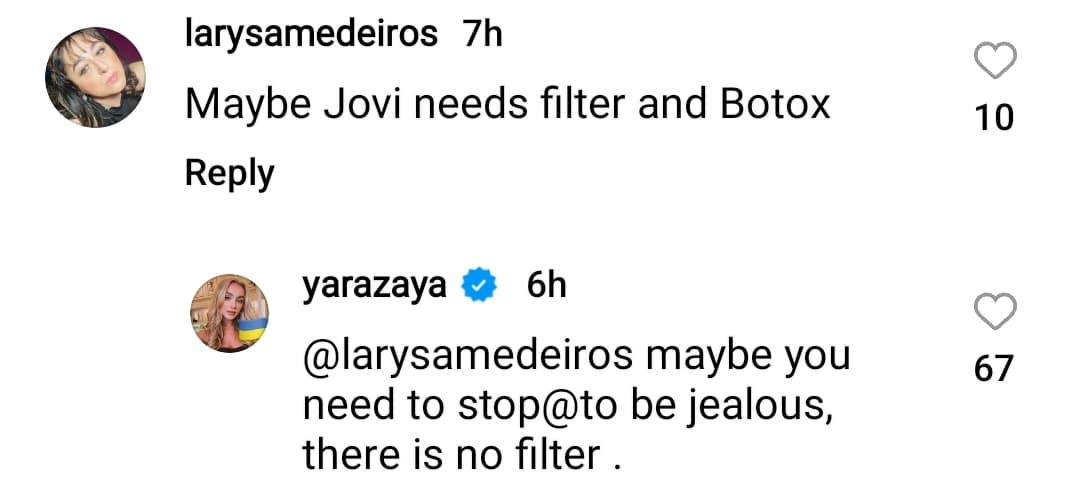 yara zaya defended jovi dufren on instagram