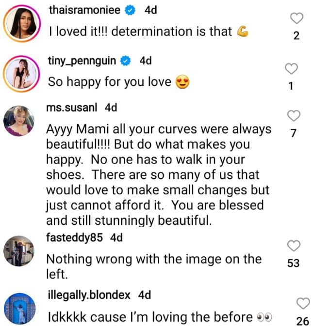 jess caroline's instagram followers comment on her weight loss