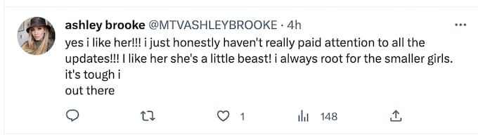 ashley mitchell tweets about melissa reeves on the challenge 39