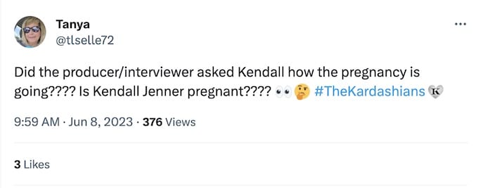 twitter user wonders about kendall jenner pregnancy
