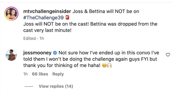 joss mooney reacts to the challenge season 39