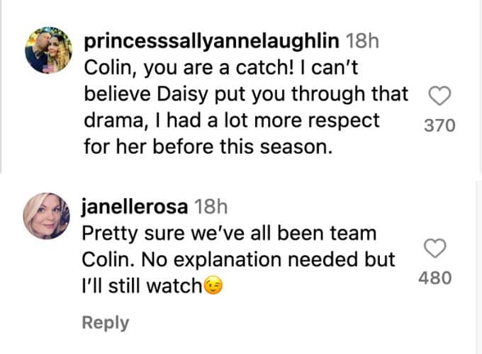 Colin support comments