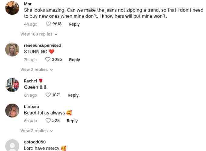Comments about Mariah Carey on TikTok.