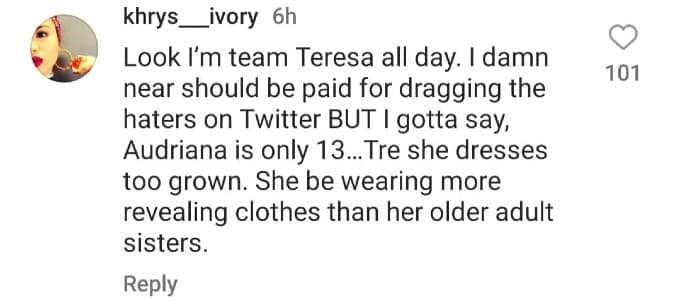 A Teresa fan comments on Audriana.