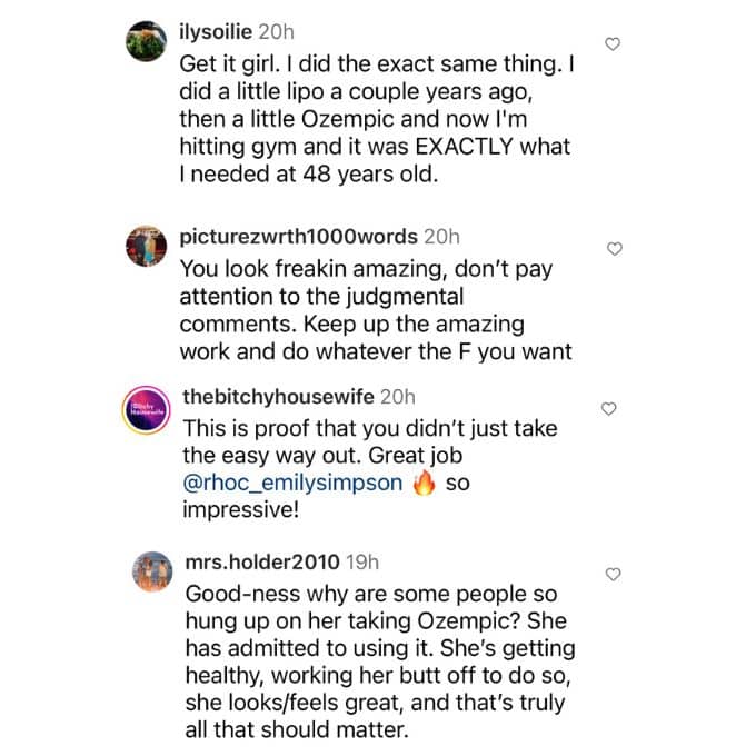 Emily Simpson Instagram comments 