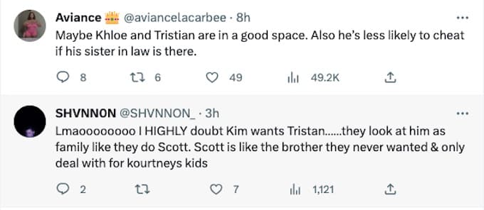 fans comment about tristan and kim kardashian in miami