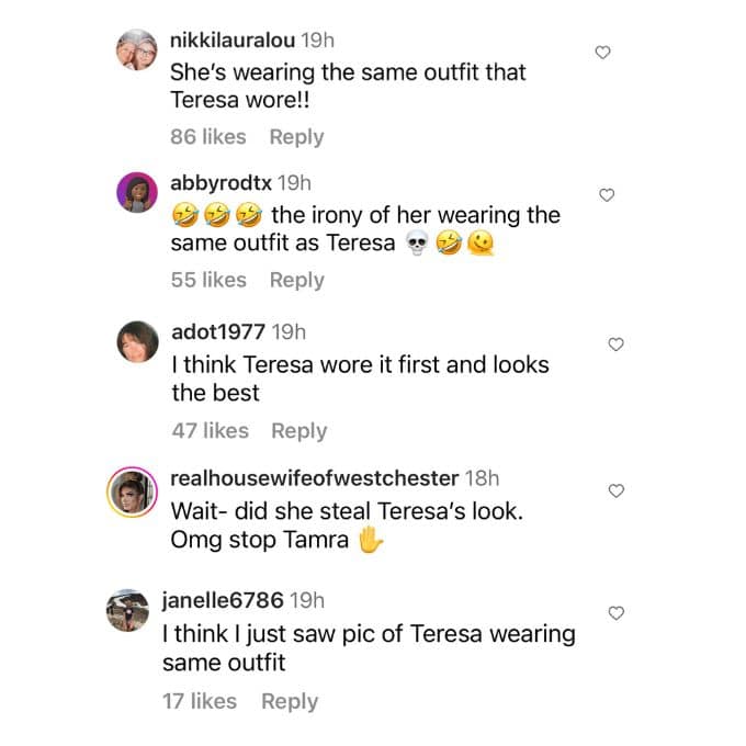 Tamra Judge called out for copycat outfit