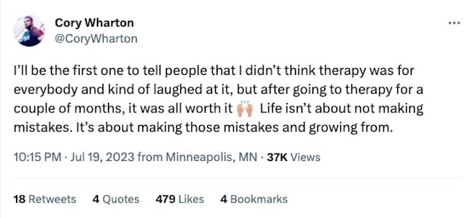 cory wharton from the challenge tweets about counseling
