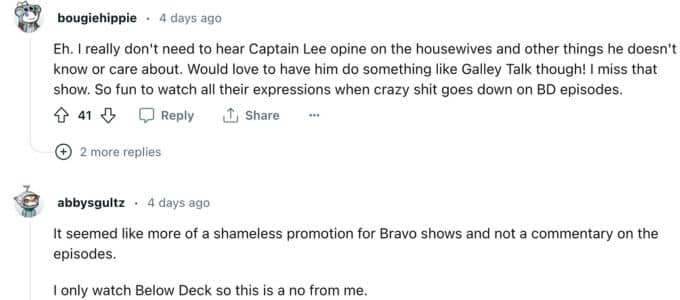 Reddit reviews Captain Lee and Kate