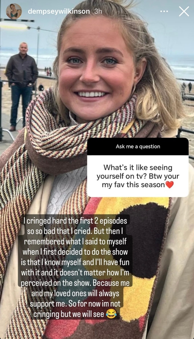Dempsey shared her 90 Day Fiance reaction along with a photo of herself