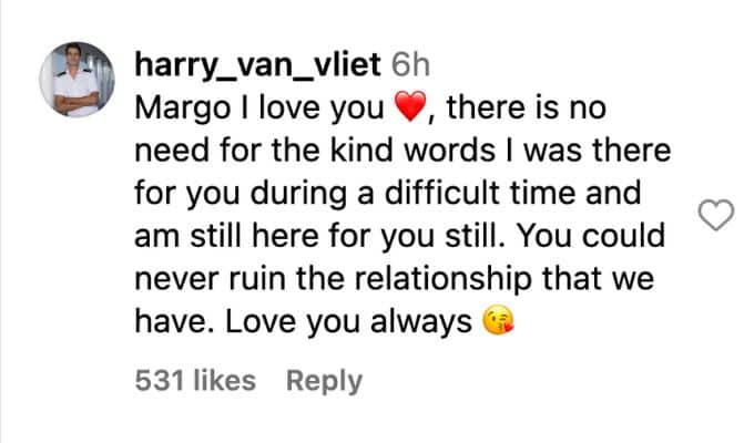 Harry message to Margot on IG