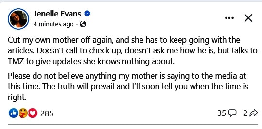jenelle evans' facebook post about cutting off her mom barbara evans