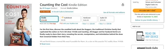 Jill Duggar's book on Amazon