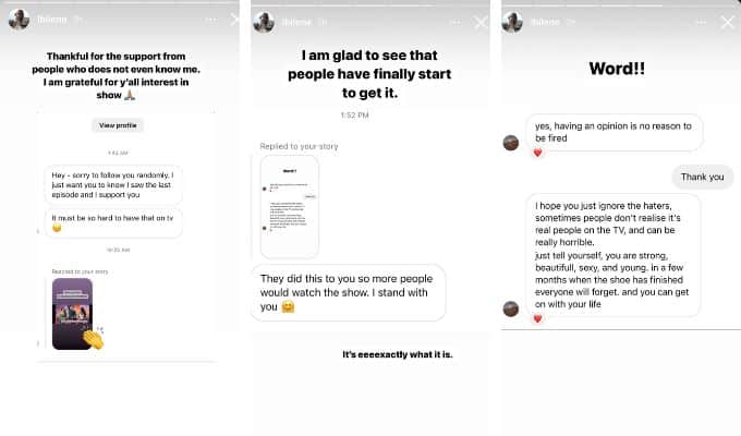Laura shares DMs on IG Story