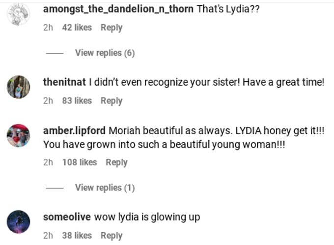 Comments about Lydia's new appearance 
