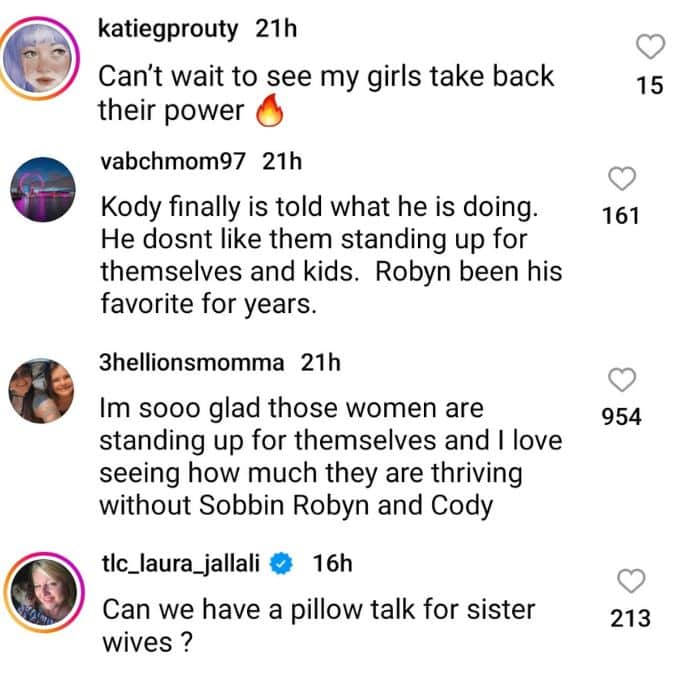 sister wives viewers comment on instagram about season 18's premiere