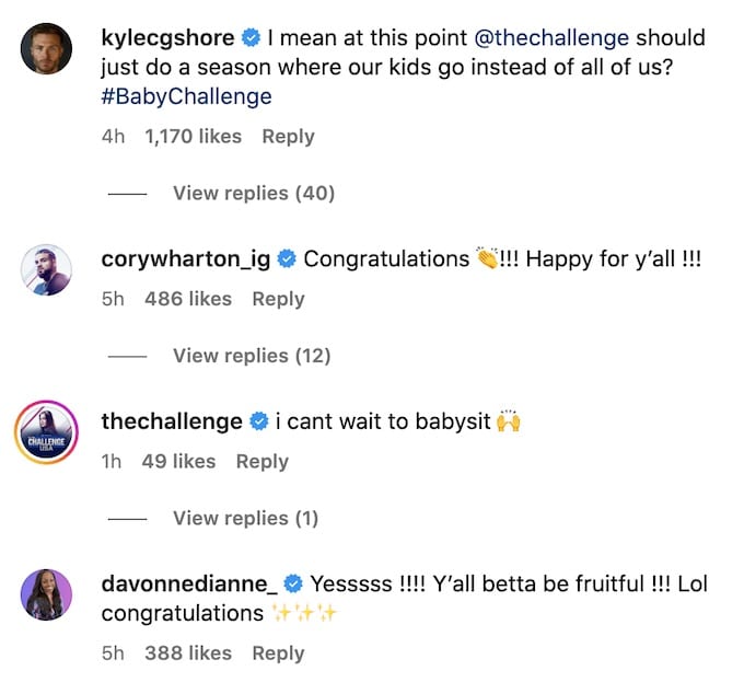 challenge stars comment about leroy and kam baby news