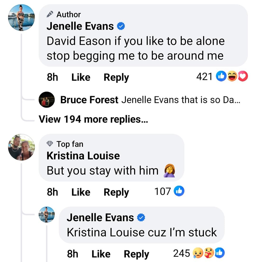 jenelle evans posts about david eason on facebook