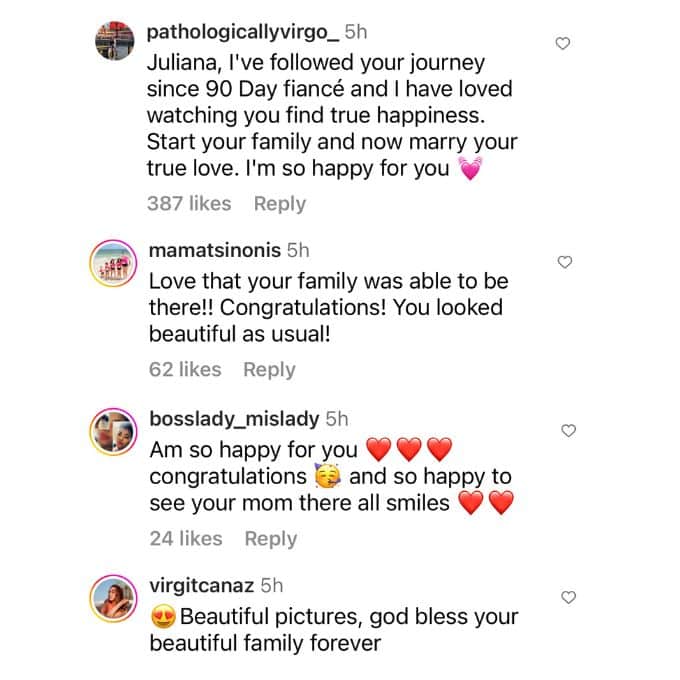 Instagram users congratulate Juliana Custodio.