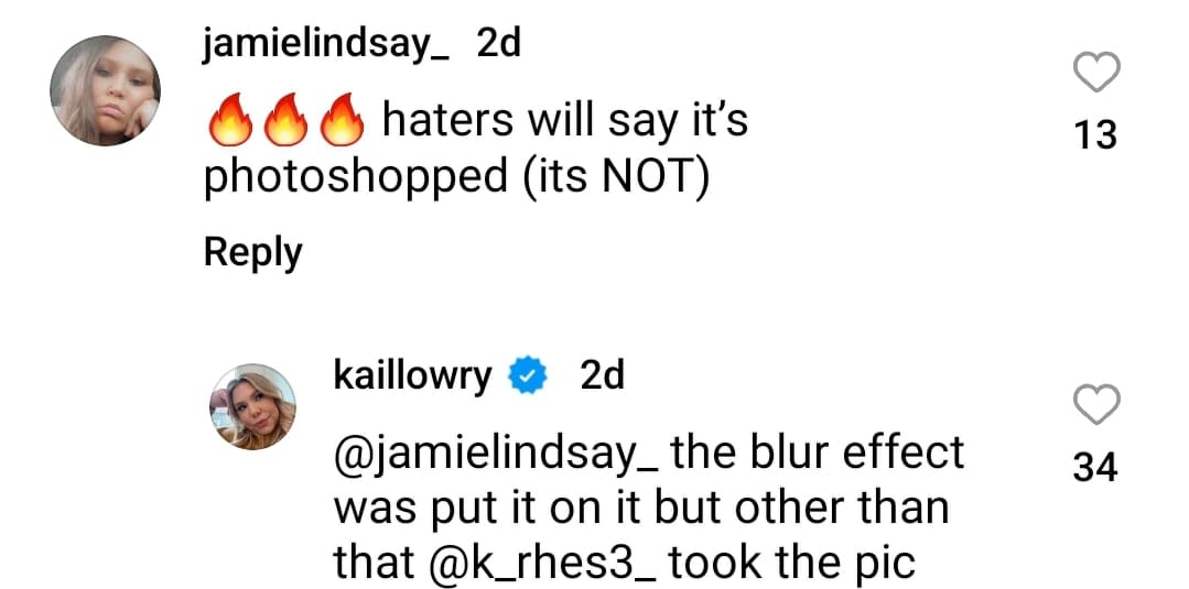 kailyn lowry explained in an instagram comment that she used a filter to blur her photo