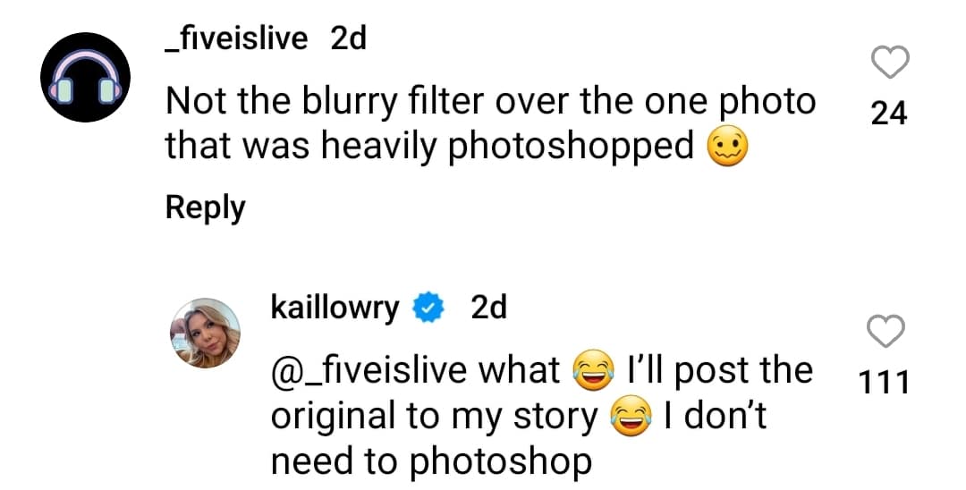 kailyn lowry's instagram followers accuse her of photoshopping her pic