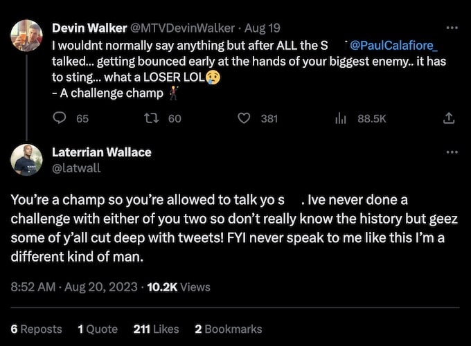 laterrian wallace and devin walker tweet remarks