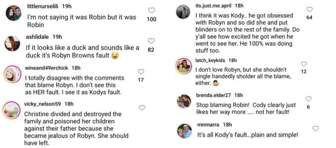 sister wives viewers debate who is responsible for breaking up the family on instagram 