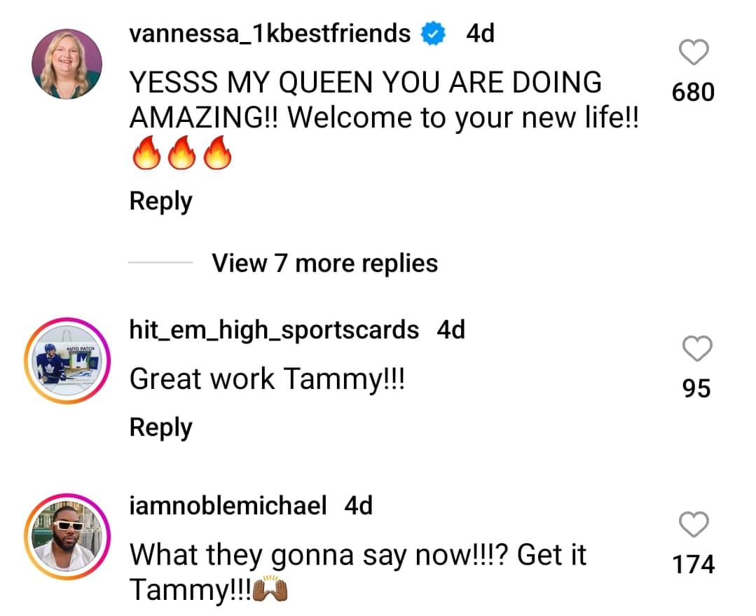 tammy slaton's instagram followers comment on her slimmed-down selfies
