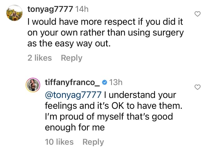 Tiffany Franco responds to a critic