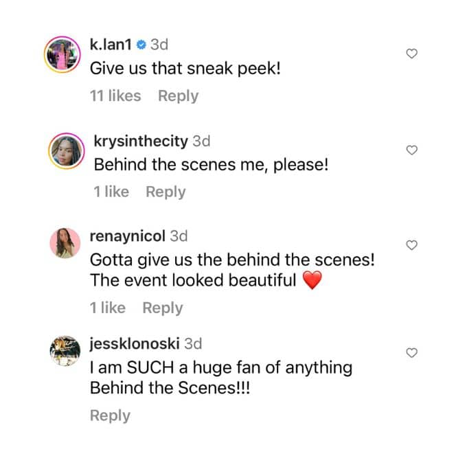 Instagram users comment on Amani Randall's post 
