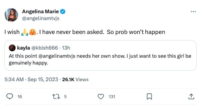 angelina pivarnick comments about getting her own show