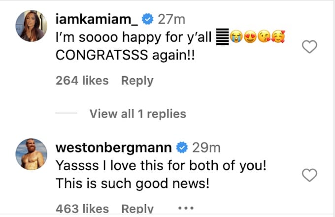 wes bergmann and kam williams congratulate kaycee and nany