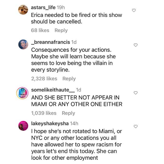 Viewers comment on Erica Mena' firing