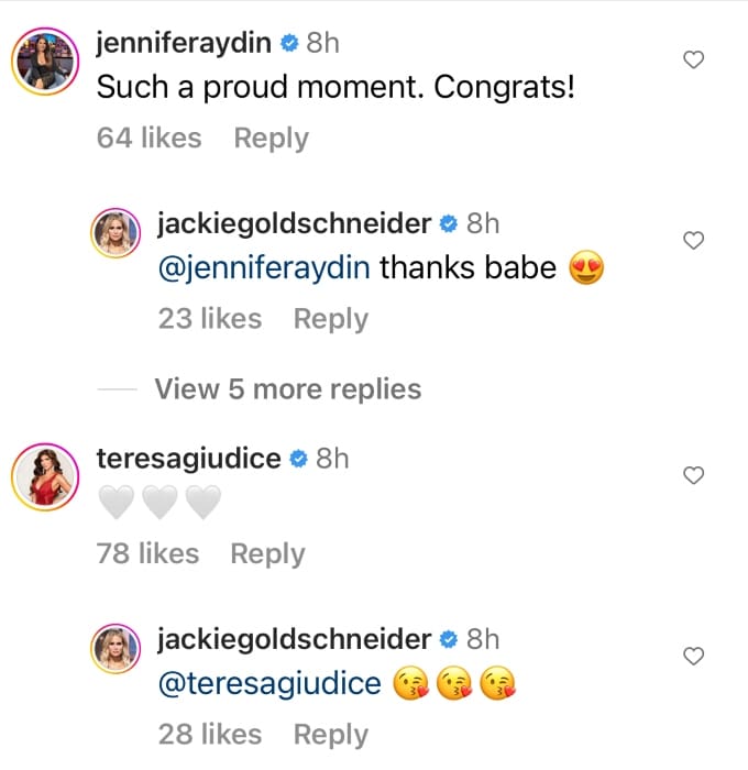 Teresa Giudice comments on Jackie Goldschneider's post