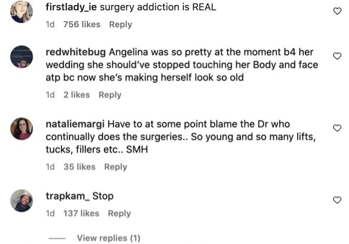 commenters blast angelina for another surgery video