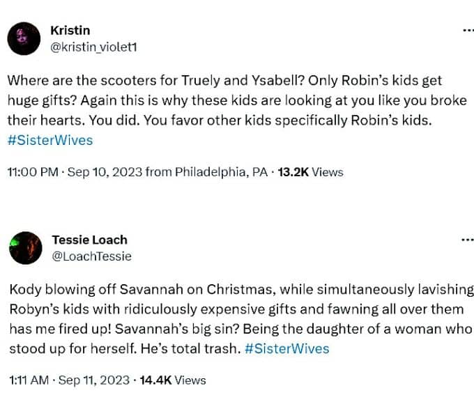 sister wives on twitter called out kody brown for buying scooters for christmas