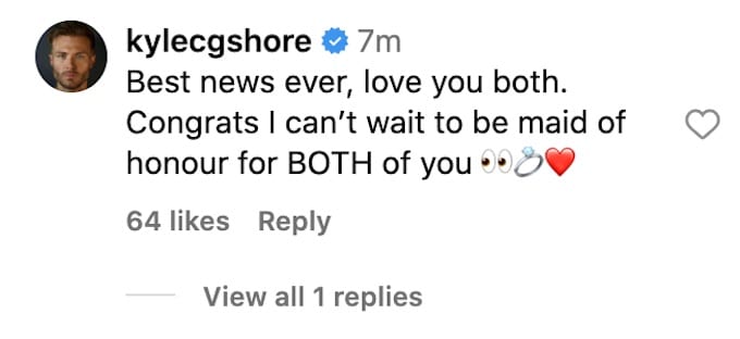 kyle congratulates nany and kaycee after engagement news