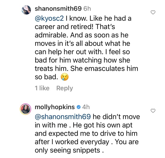 Molly Hopkins responds to an online criticism