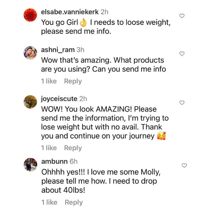 Molly Hopkins' Instagram comments 