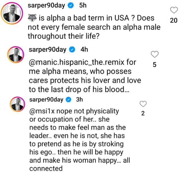 sarper guven explained his relationship beliefs to 90 day fiance viewers on instagram
