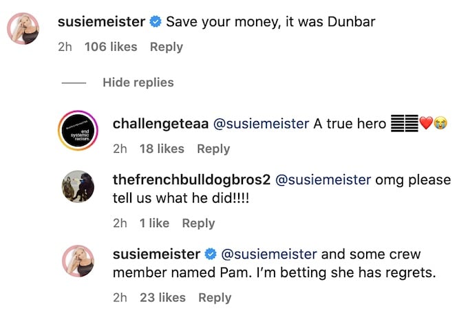 challenger susie meister spilles tea about castmate