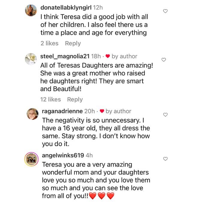Teresa Giudice gets support on Instagram