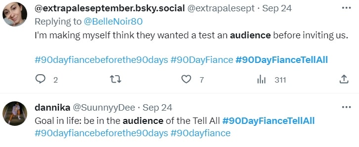 90 day fiance viewers are curious about the "live" audience on twitter